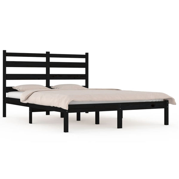 vidaXL Solid Wood Bed Black Pine 140x190 cm