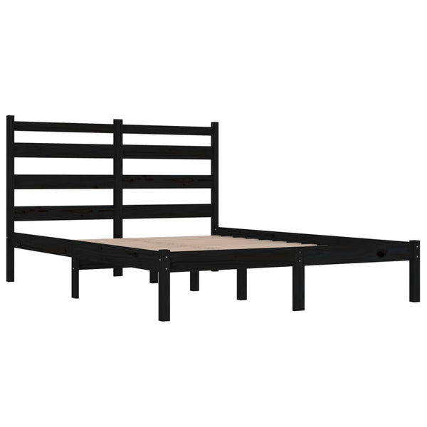 vidaXL Solid Wood Bed Black Pine 140x190 cm