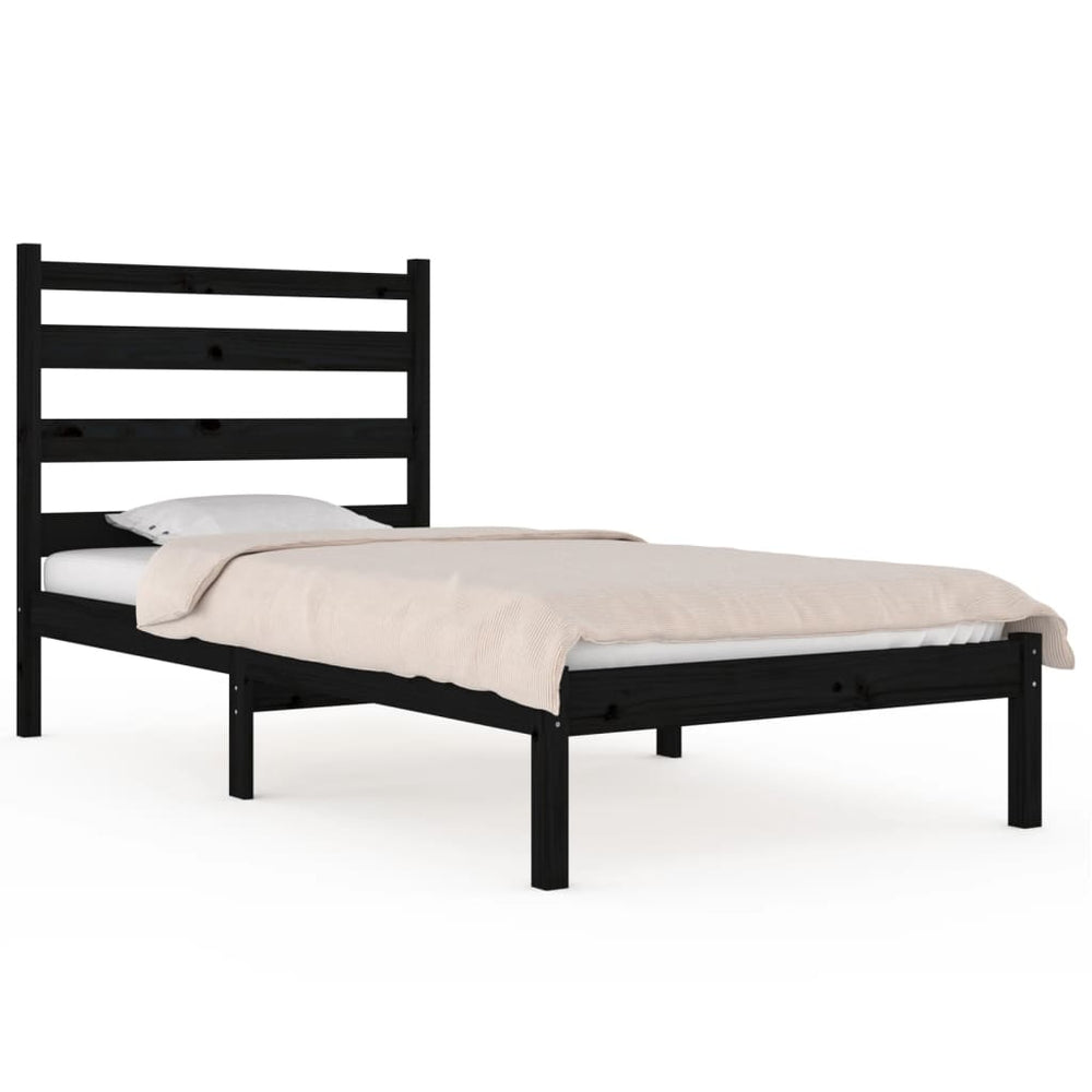 vidaXL Solid Pine Bed Black 100x200 cm