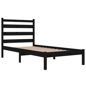 vidaXL Solid Pine Bed Black 100x200 cm