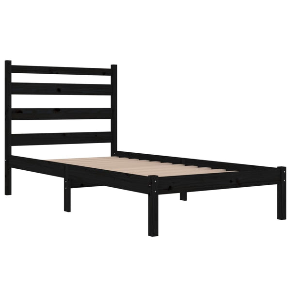 vidaXL Solid Pine Bed Black 100x200 cm