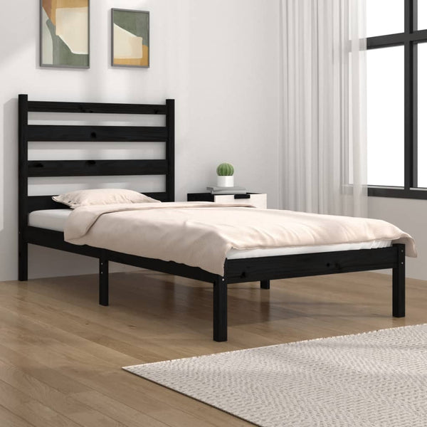 vidaXL Solid Pine Bed Black 100x200 cm