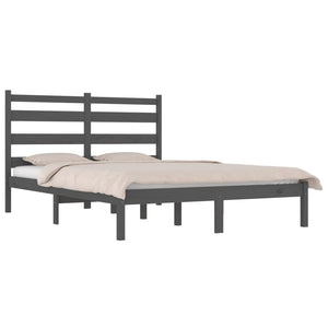 vidaXL Solid Wood Bed Grey Pine 200x200 cm