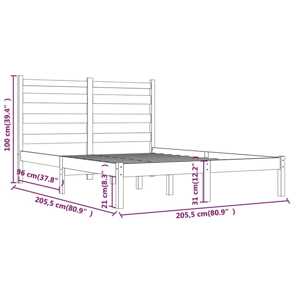 vidaXL Solid Wood Bed Grey Pine 200x200 cm