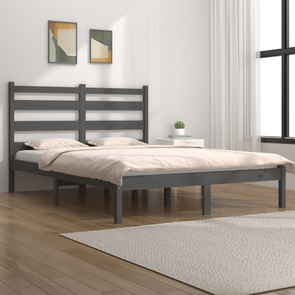 vidaXL Solid Wood Bed Grey Pine 200x200 cm