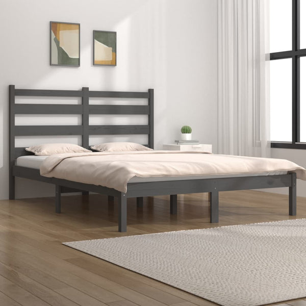 vidaXL Solid Wood Bed Grey Pine 200x200 cm
