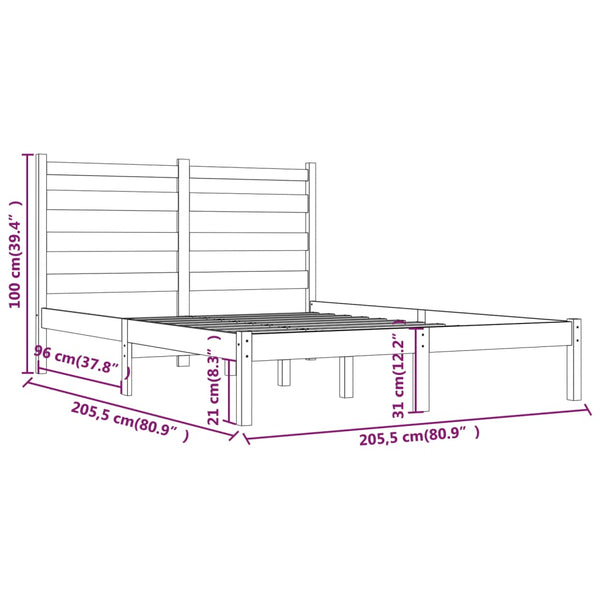 vidaXL Solid Wood Bed Black Pine 200x200 cm