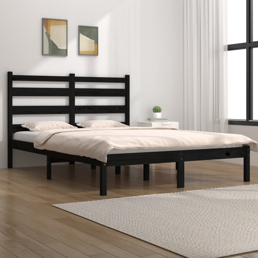 vidaXL Solid Wood Bed Black Pine 200x200 cm