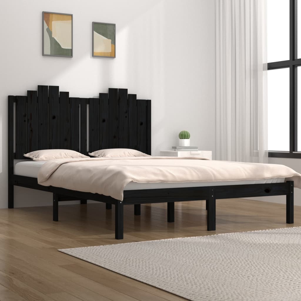 vidaXL Solid Wood Bed Black Pine 200x200 cm