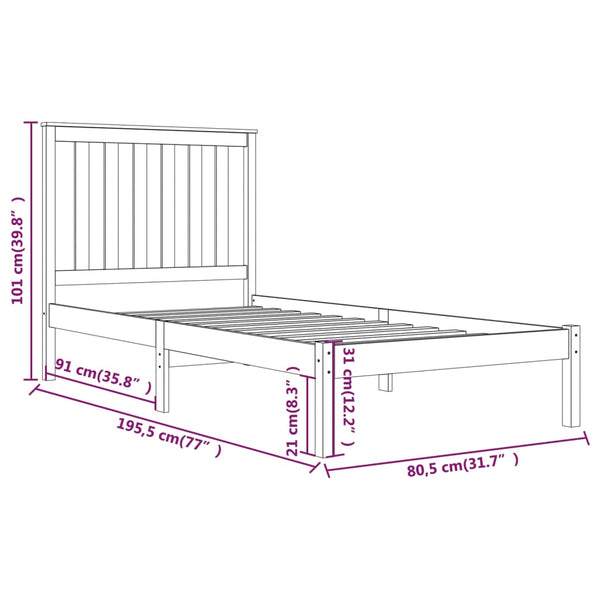 vidaXL Solid Wood Bed Frame without Mattress