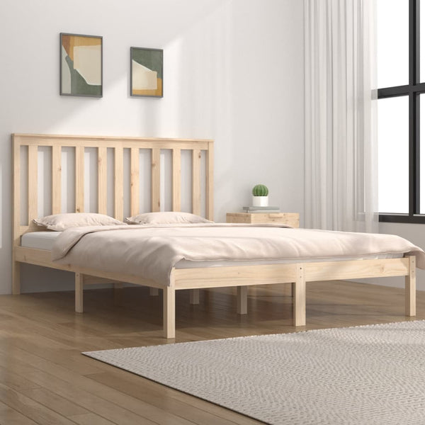 vidaXL Solid Pine Wood Bed 135x190 cm