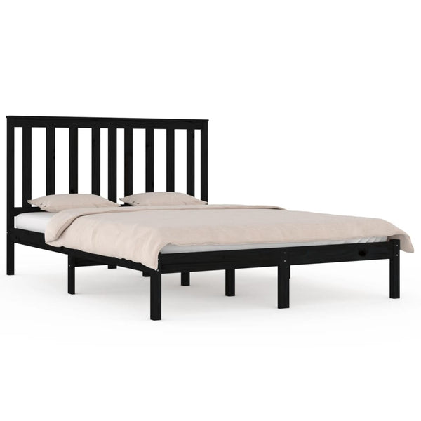vidaXL Solid Wood Bed Black Pine 140x190 cm