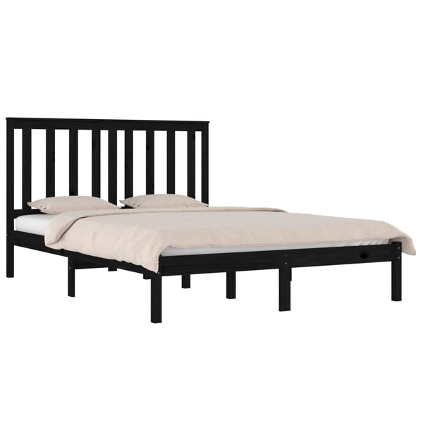 vidaXL Solid Wood Bed Black Pine 140x190 cm