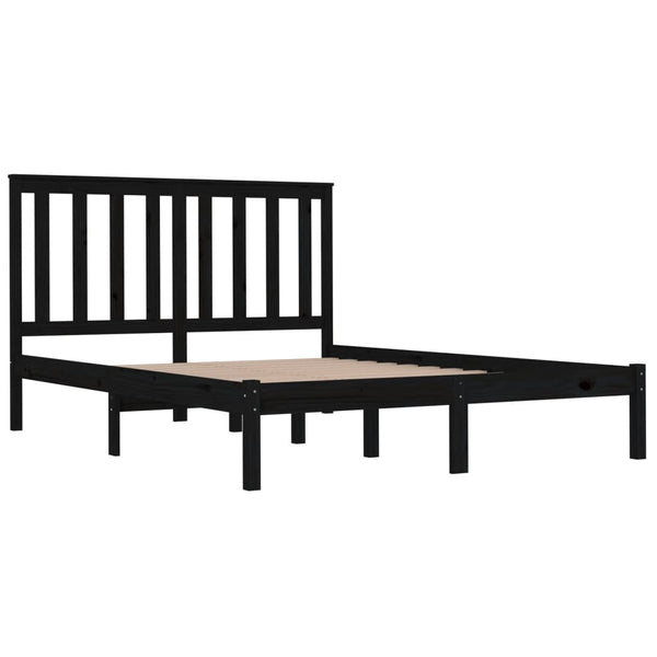 vidaXL Solid Wood Bed Black Pine 140x190 cm