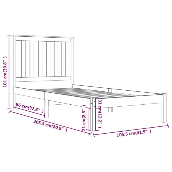 vidaXL Solid Pine Bed 100x200 cm