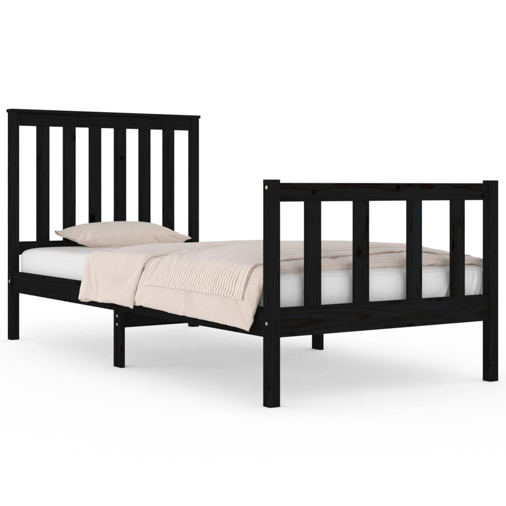 vidaXL Solid Wood Bed Frame without Mattress Black