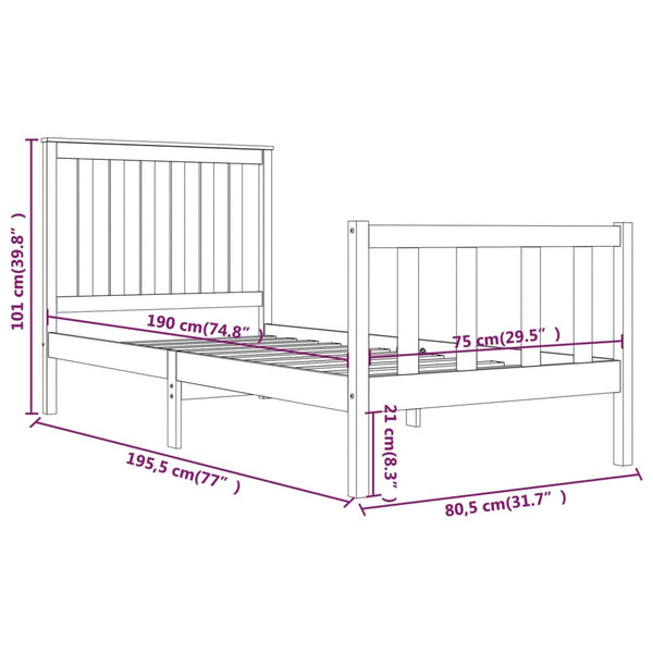 vidaXL Solid Wood Bed Frame without Mattress Black