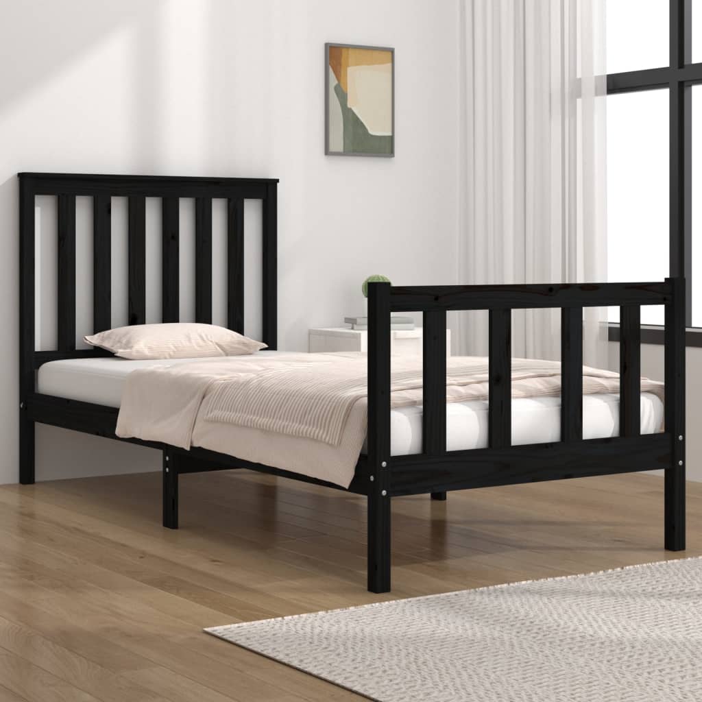 vidaXL Solid Wood Bed Frame without Mattress Black