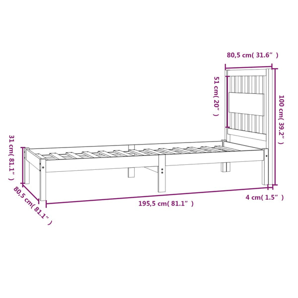 vidaXL Solid Wood Bed Frame without Mattress