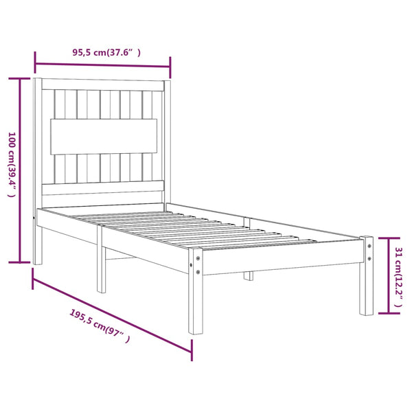vidaXL Solid Pine Wood Bed 90x190 cm