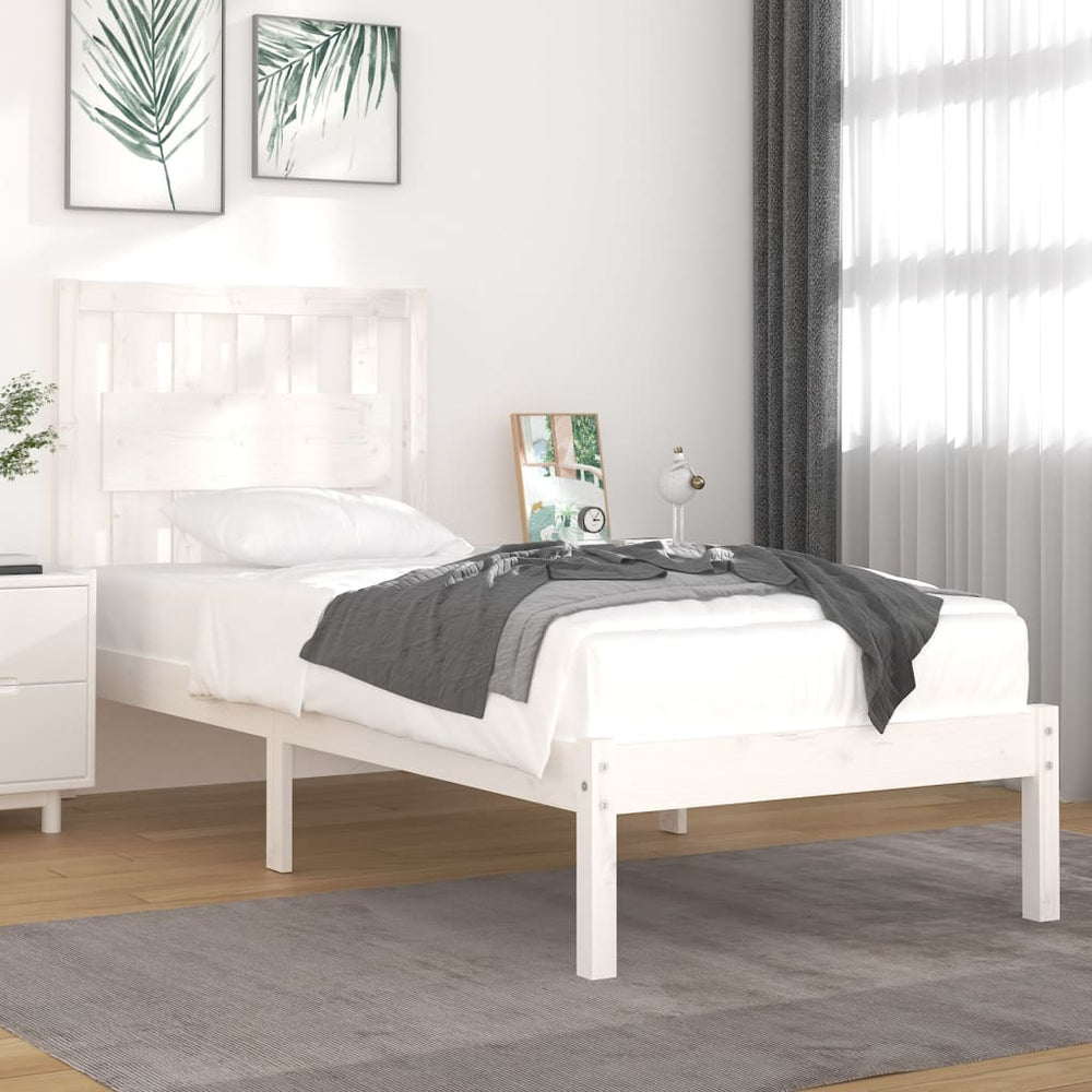 vidaXL Solid Pine Bed White 90x190 cm