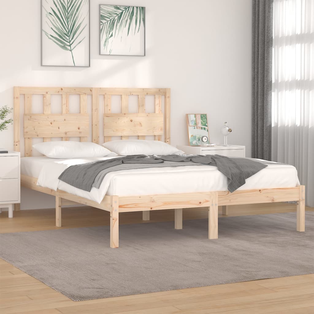 vidaXL Solid Pine Wood Bed 135x190 cm