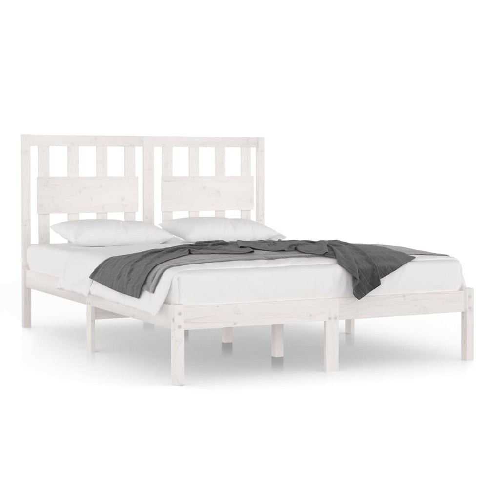 vidaXL Solid Pine Bed White 140x190 cm