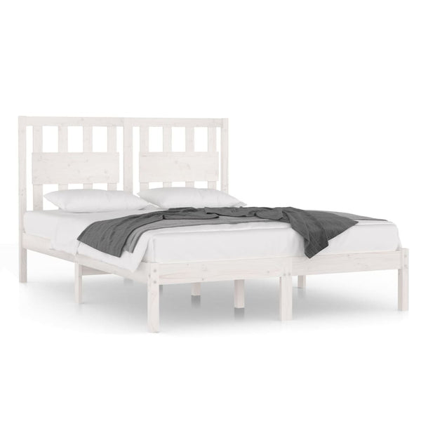 vidaXL Solid Pine Bed White 140x190 cm