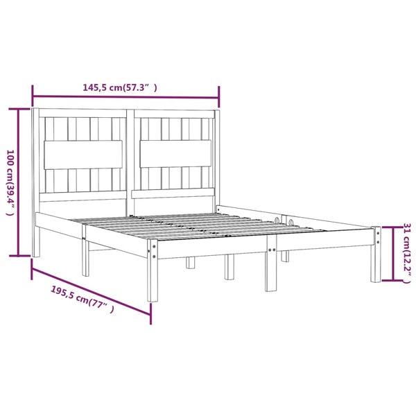 vidaXL Solid Pine Bed White 140x190 cm