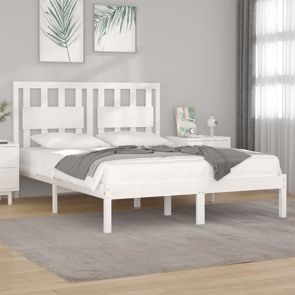 vidaXL Solid Pine Bed White 140x190 cm