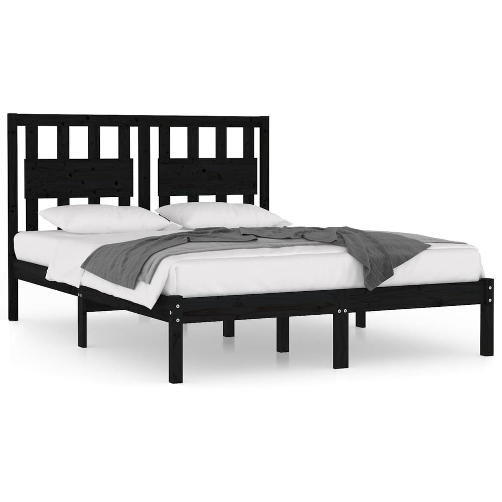 vidaXL Solid Wood Bed Black Pine 140x190 cm