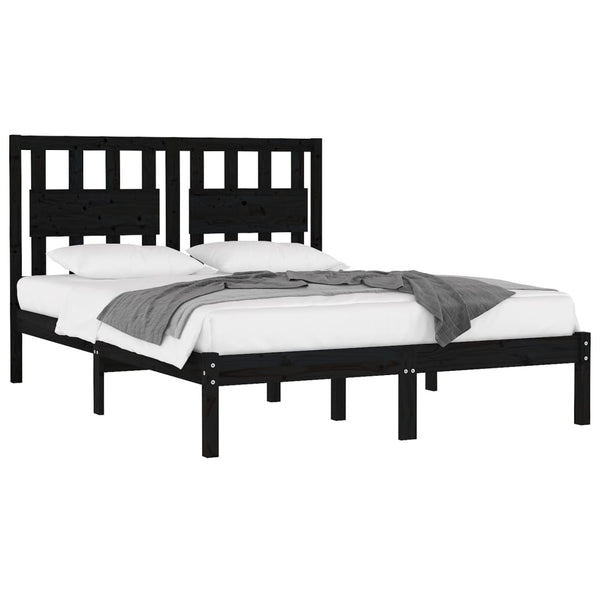 vidaXL Solid Wood Bed Black Pine 140x190 cm