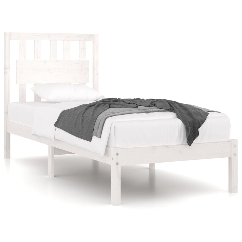 vidaXL Solid Pine Wood Bed White 90x200 cm