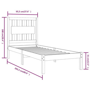 vidaXL Solid Pine Wood Bed White 90x200 cm