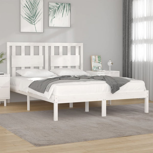 vidaXL Solid Wood Bed White Pine 120x200 cm