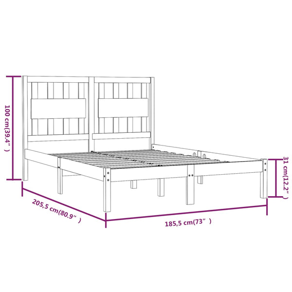 vidaXL Solid Pine Wood Bed 180x200 cm