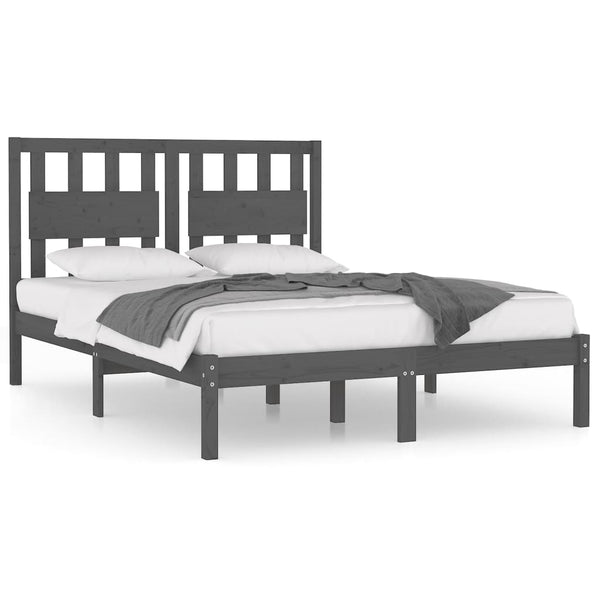vidaXL Solid Wood Bed Grey Pine 200x200 cm