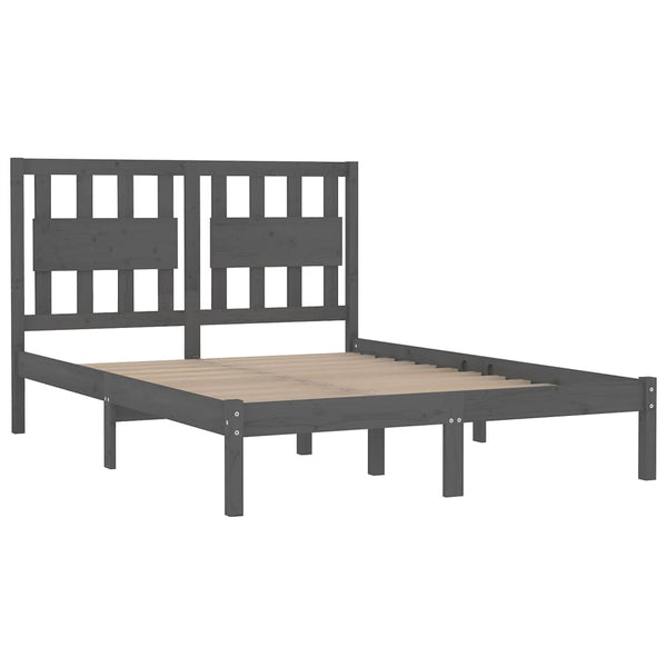 vidaXL Solid Wood Bed Grey Pine 200x200 cm