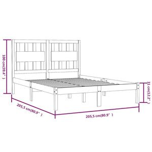 vidaXL Solid Wood Bed Grey Pine 200x200 cm
