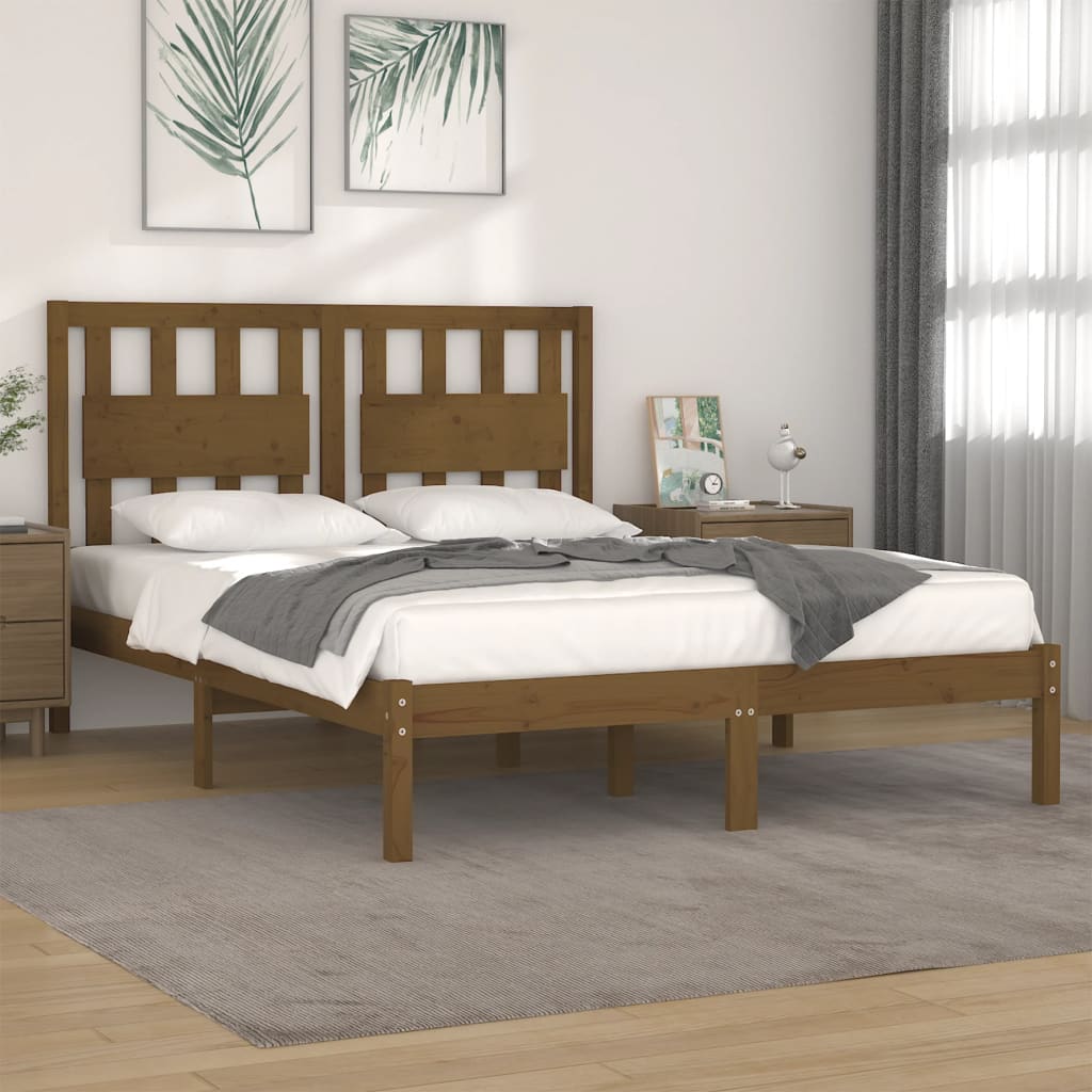 vidaXL Solid Wood Bed Honey Brown Pine 200x200 cm