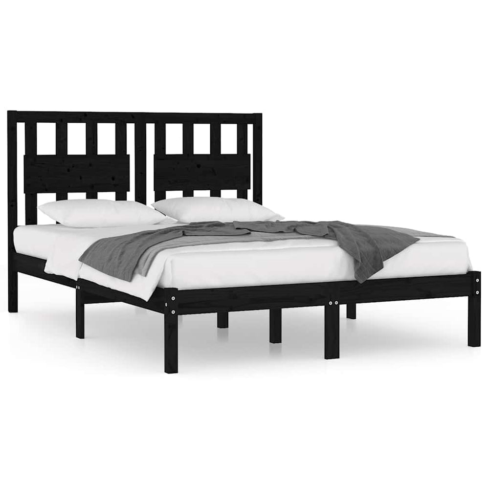 vidaXL Solid Wood Bed Black Pine 200x200 cm