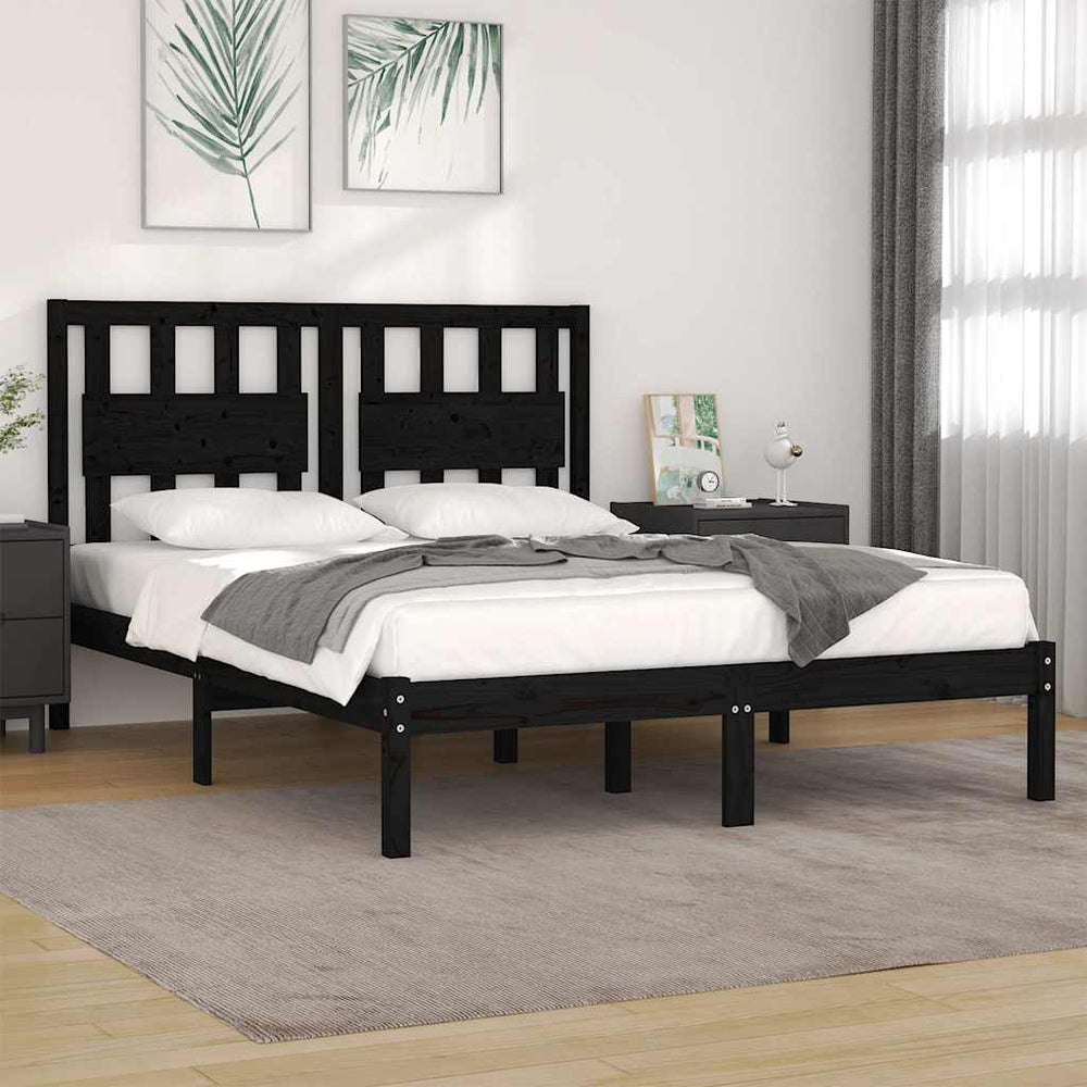 vidaXL Solid Wood Bed Black Pine 200x200 cm