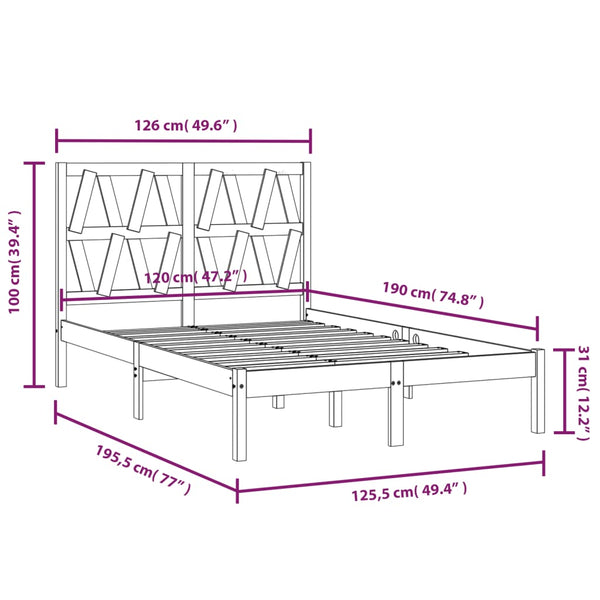 vidaXL Solid Pine Bed 120x190 cm