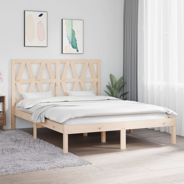 vidaXL Solid Pine Wood Bed 140x190 cm