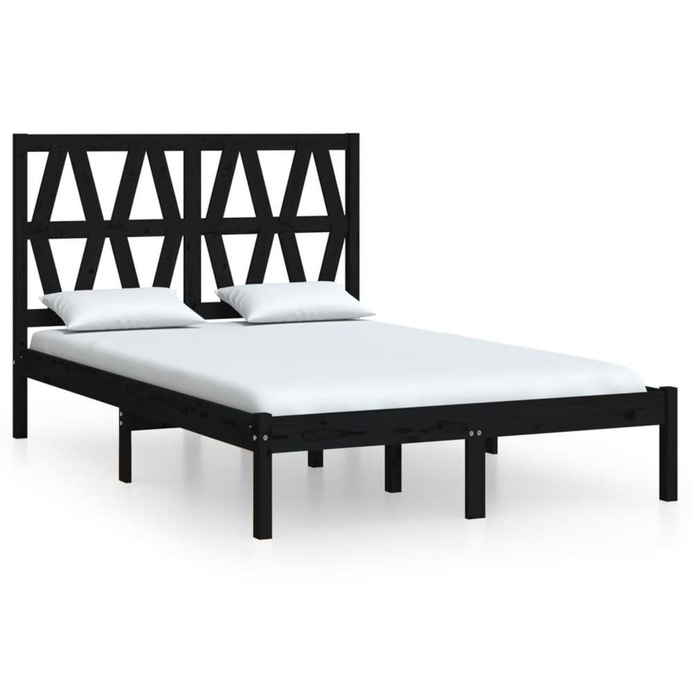 vidaXL Solid Wood Bed Black Pine 140x190 cm