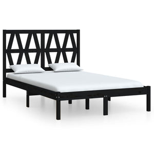 vidaXL Solid Wood Bed Black Pine 140x190 cm