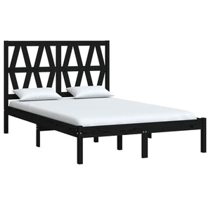 vidaXL Solid Wood Bed Black Pine 140x190 cm