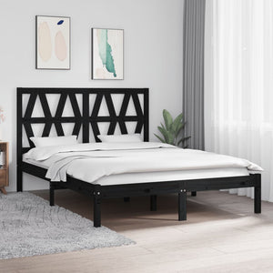 vidaXL Solid Wood Bed Black Pine 140x190 cm