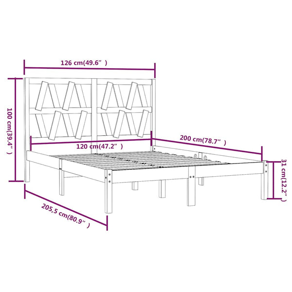 vidaXL Solid Wood Bed White Pine 120x200 cm