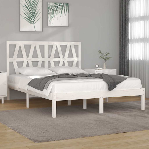 vidaXL Solid Wood Bed White Pine 120x200 cm